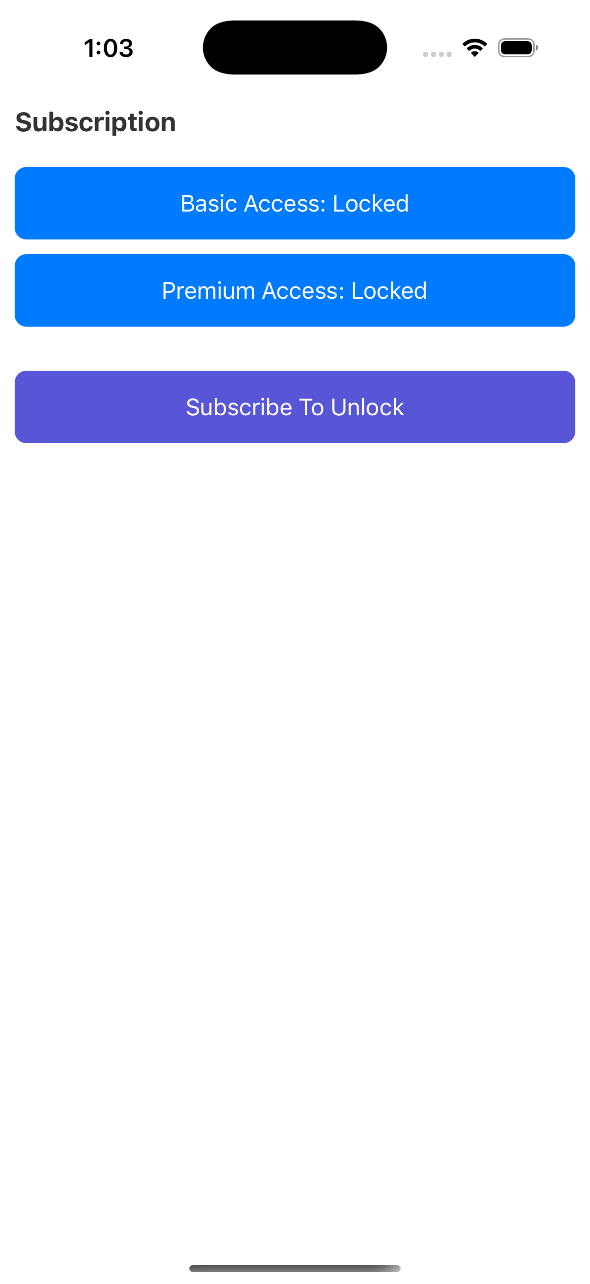 App with subscription buttons