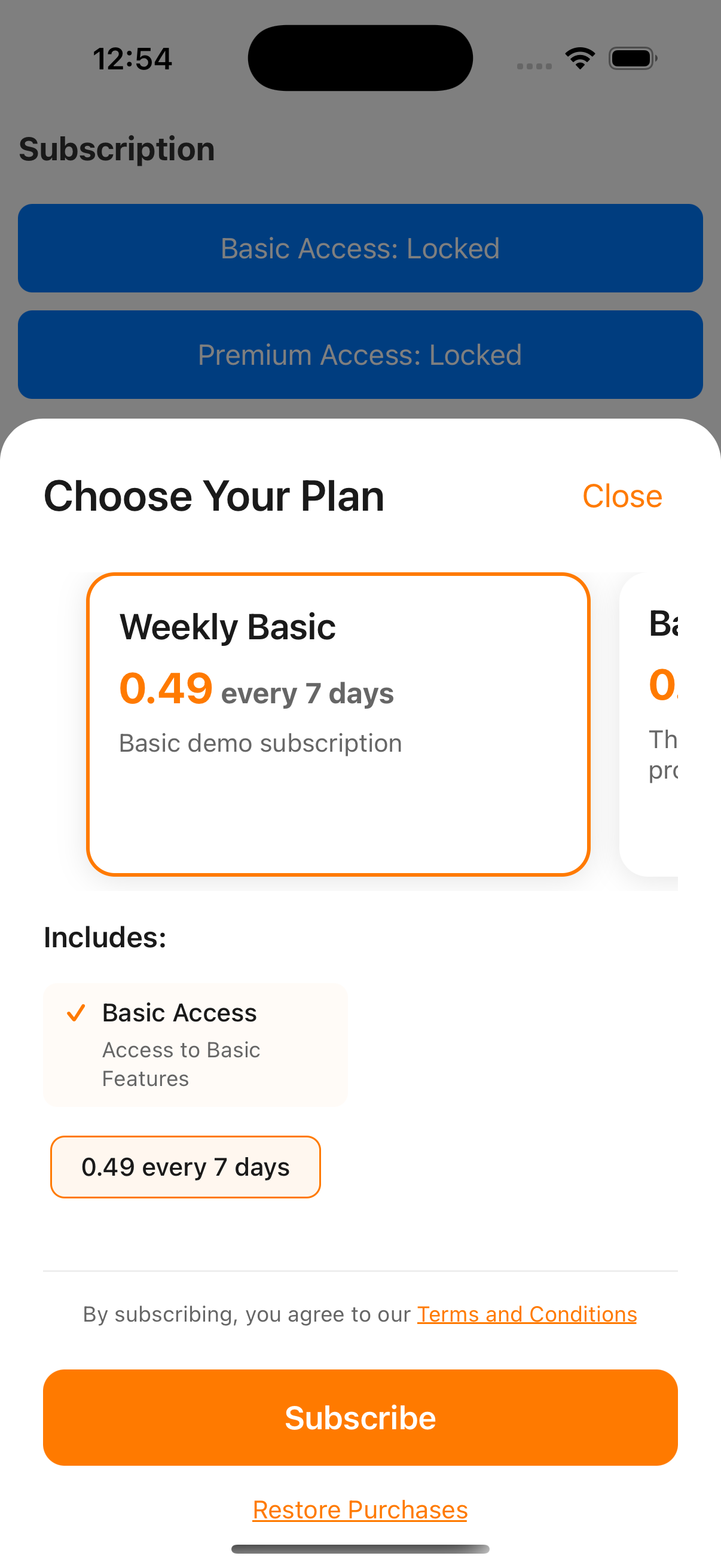 Subscription view